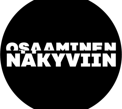 Osaaminen näkyviin -teksti mustassa pallossa