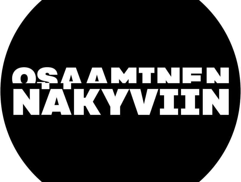 Osaaminen näkyviin -teksti mustassa pallossa