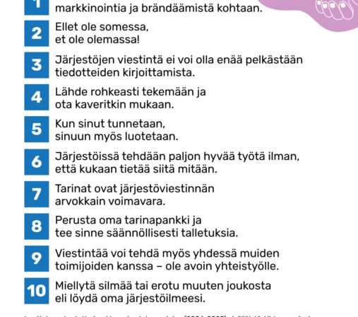 Kymmenen tärkeää asiaa järjestöviestinnän kehittämiseksi